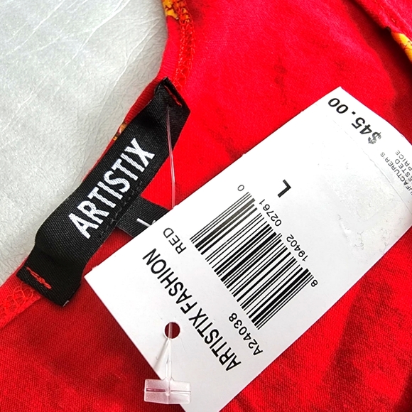 Artistix Junior's Printed Logo Band Sports Bra Red Size Large - Picture 13 of 16